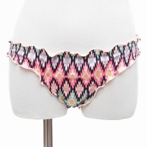 Victoria's Secret Warm Ikat Ruffle Scrunch Bikini Bottoms Size Small